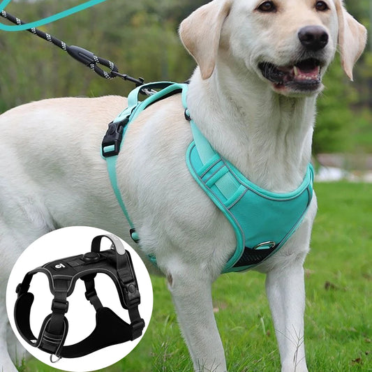 No-Pull Dog Harness with AirTag Holder and Reflective Design